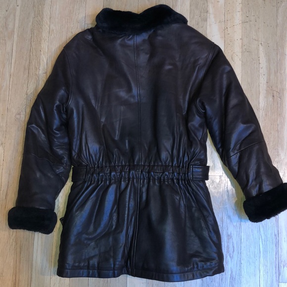 Andrew Marc Leather Jacket with faux fur trim - Picture 6 of 14